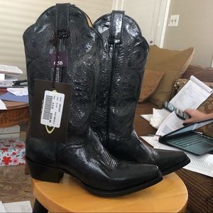 Brand New Black Leather Cowboy Boots!!!